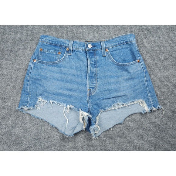 Levi's Pants - Levi's Cut Off 501 Jean Shorts Jorts Women's 29 Blue Denim Cotton Blend Stretch